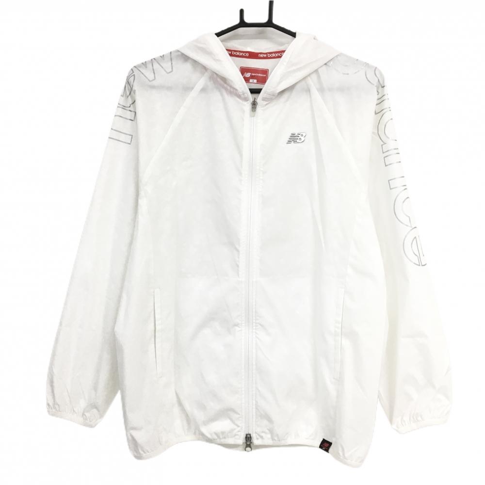 【超美品】ニューバランスゴルフ ジップパーカージャケット 白 レオパード地模様 レディース 2(L) ゴルフウェア New Balance