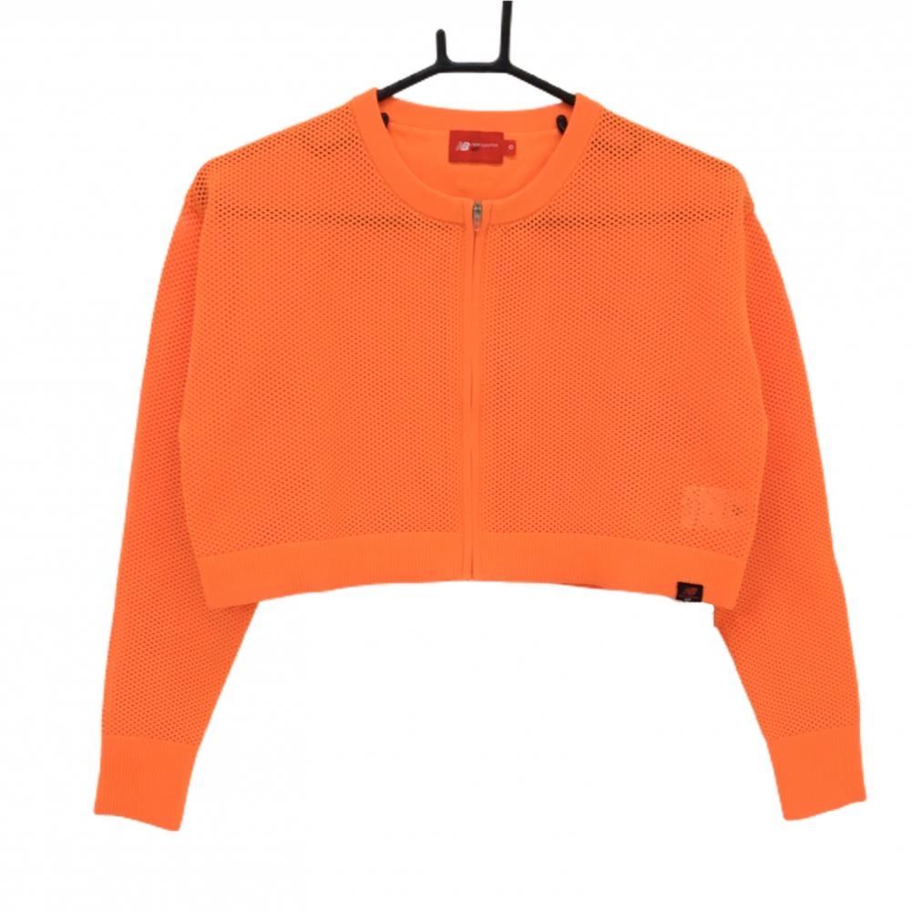 【超美品】ニューバランスゴルフ メッシュブルゾン オレンジ クロップド丈  レディース 0(S) ゴルフウェア New Balance