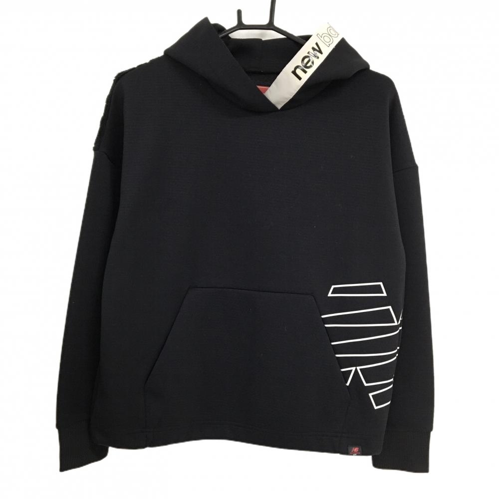 ニューバランスゴルフ パーカー 黒 地模様 背面上部ボア ロゴ白  レディース 1(M) ゴルフウェア New Balance