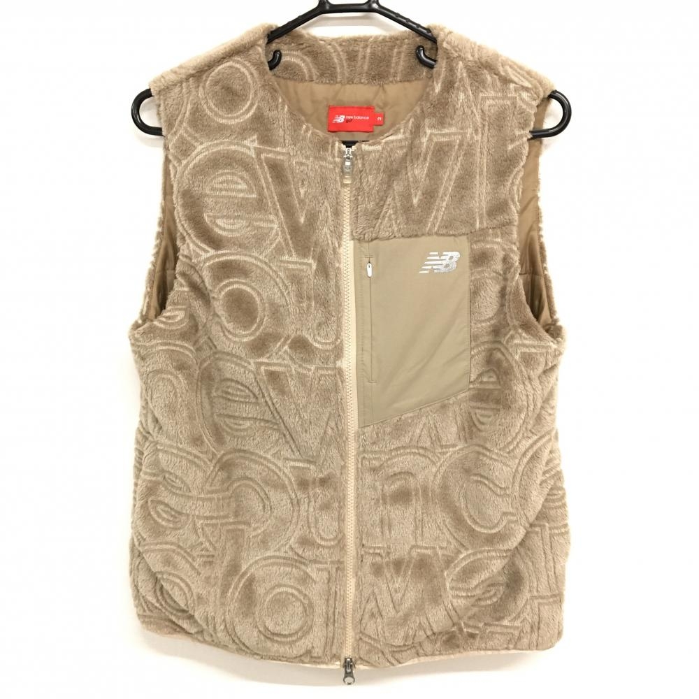 【超美品】ニューバランスゴルフ  中綿ボアベスト ブラウン  レディース 2(L) ゴルフウェア 2024年モデル New Balance