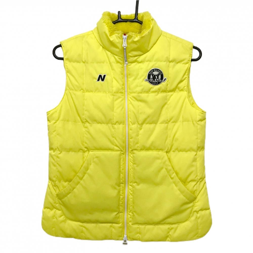 ニューバランスゴルフ 中綿ベスト イエロー ロゴワッペン ボストンテリア ネック内側ファー レディース 1(M) ゴルフウェア New Balance