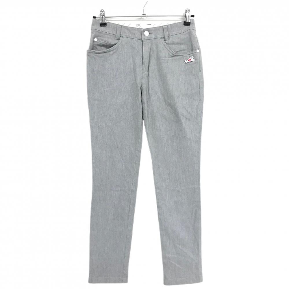 【美品】ニューバランスゴルフ パンツ 杢グレー 表微起毛 スニーカーワッペン　 レディース 0(S) ゴルフウェア New Balance