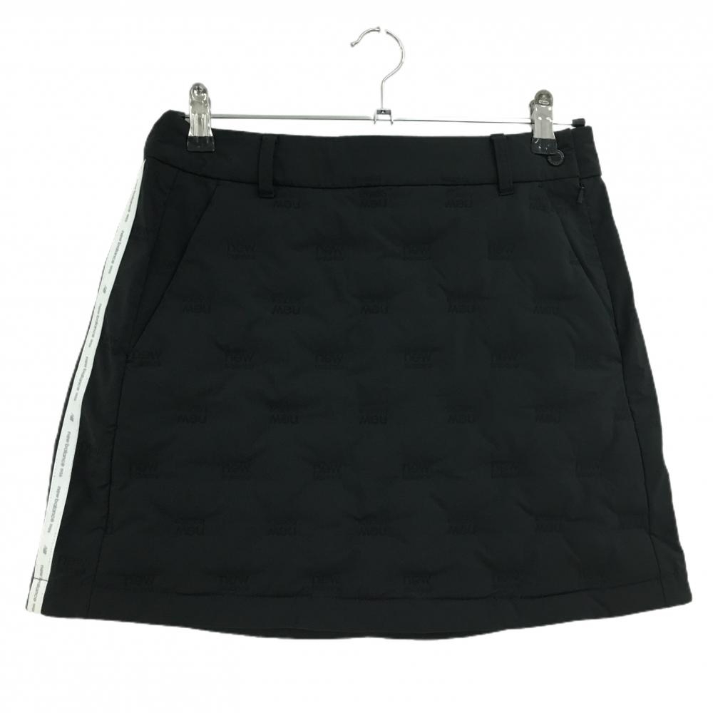 【美品】ニューバランス ダウンスカート 黒 ロゴ総柄  レディース 2(L) ゴルフウェア New Balance