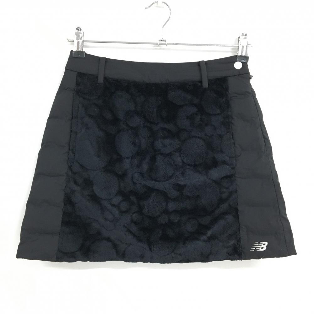 【美品】ニューバランスゴルフ 中綿スカート 黒 フロント一部ボア ロゴシルバー レディース 00(XS) ゴルフウェア New Balance
