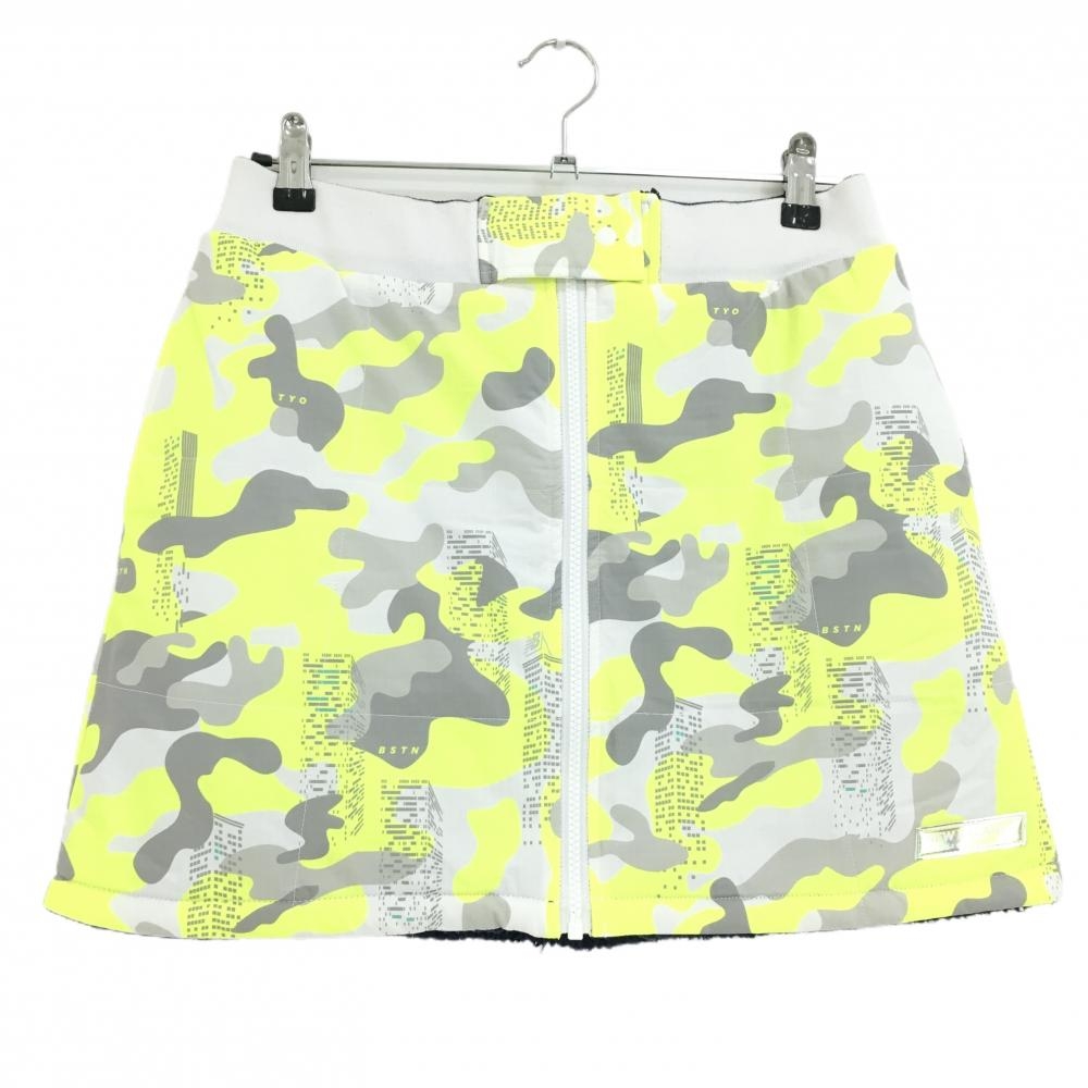 ニューバランスゴルフ 中綿リバーシブルスカート ライトグレー×蛍光イエロー カモフラ柄  レディース 2(L) ゴルフウェア New Balance