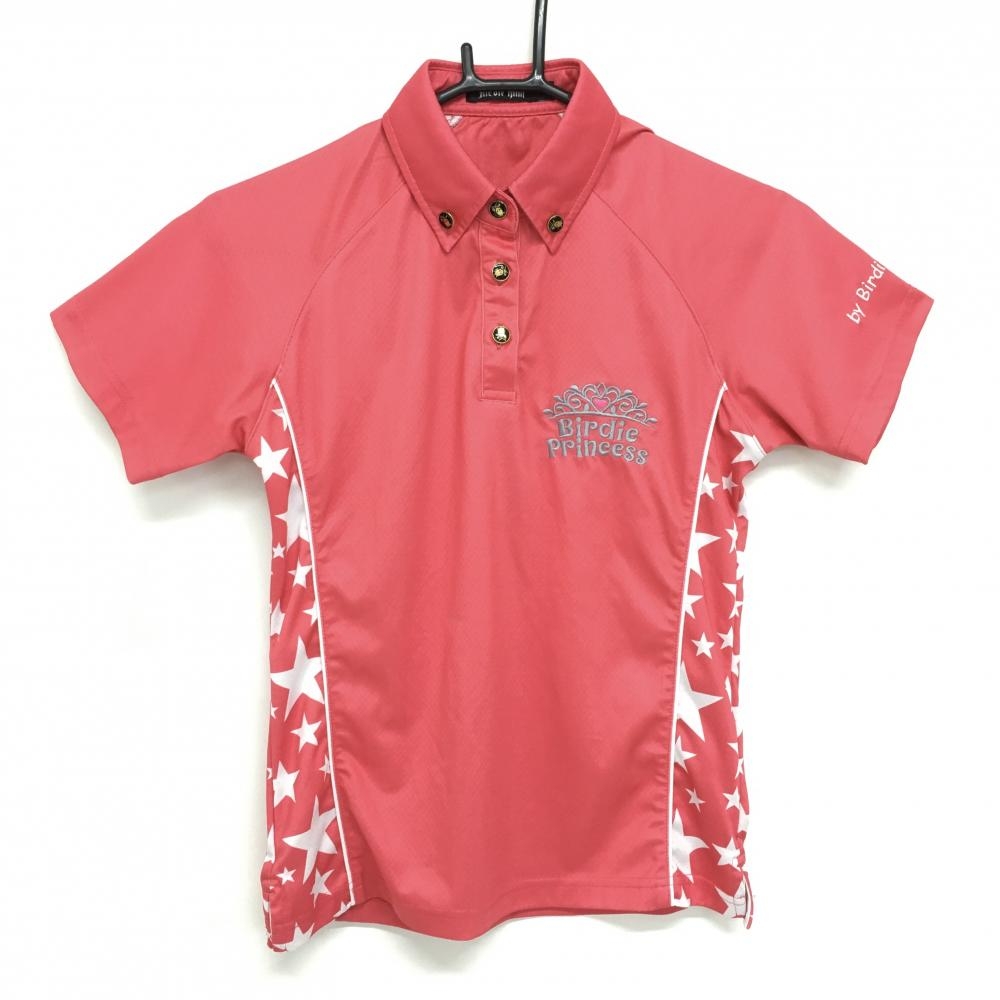 【美品】バーディーハント 半袖ポロシャツ ピンク 一部星柄 胸刺しゅう レディース S ゴルフウェア Birdie hunt