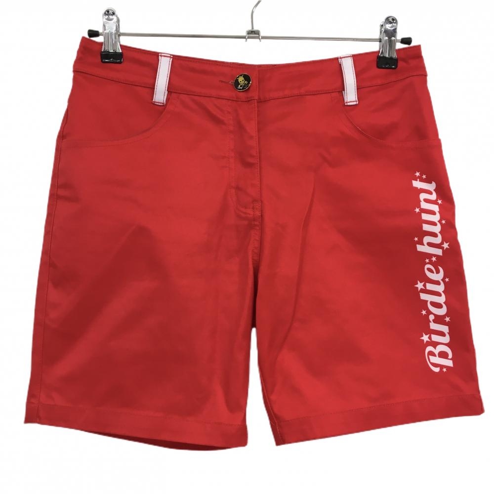【美品】バーディーハント ショートパンツ レッド×白 フロントロゴ レディース L ゴルフウェア Birdie hunt