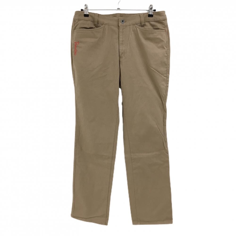 【美品】パラディーゾ パンツ ライトブラウン ロゴレッド  レディース 3L ゴルフウェア 大きいサイズ Paradiso