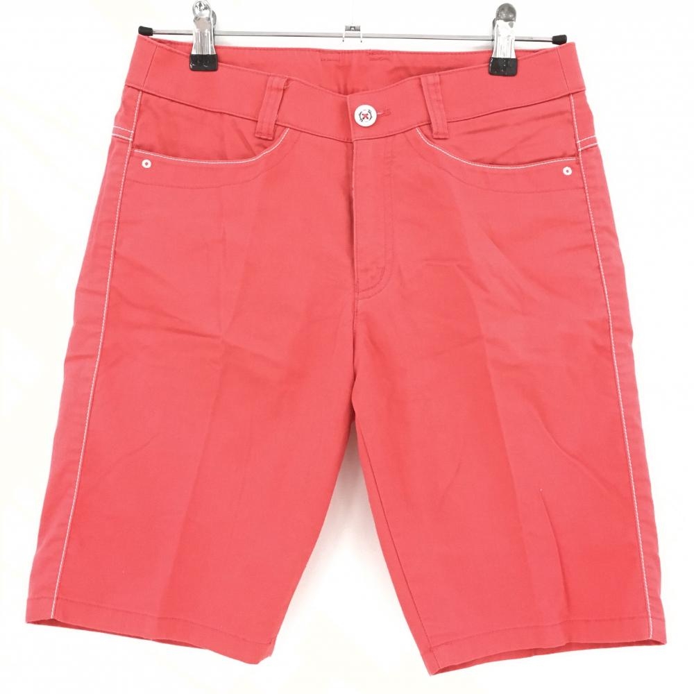 パラディーゾ ハーフパンツ ピンク×白 ストレッチ ロゴ刺しゅう レディース M ゴルフウェア Paradiso