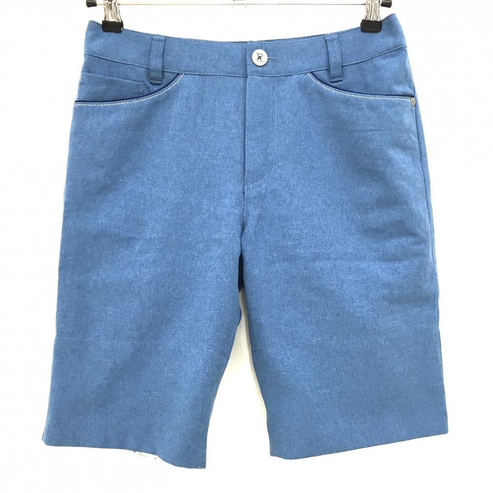 【超美品】パラディーゾ ハーフパンツ 杢ブルー系 バックロゴ刺しゅう レディース M ゴルフウェア Paradiso