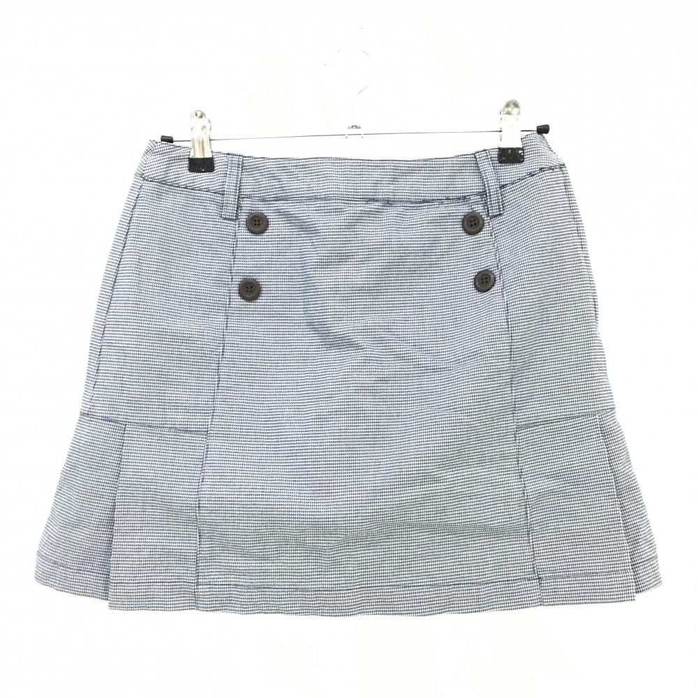 【超美品】パラディーゾ スカート ネイビー×白 細千鳥格子 後ろプリーツ レディース M ゴルフウェア Paradiso