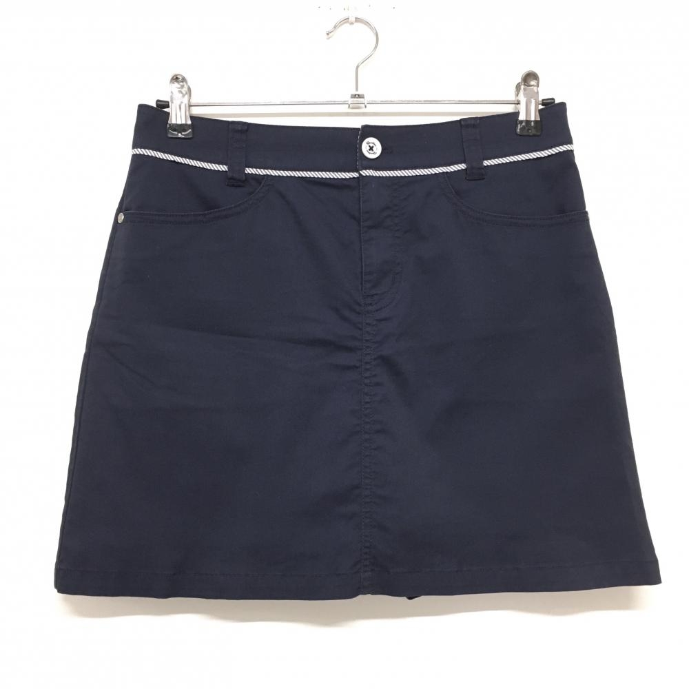 パラディーゾ スカート ネイビー×白 一部斜めストライプ 内側インナーパンツ レディース L ゴルフウェア Paradiso