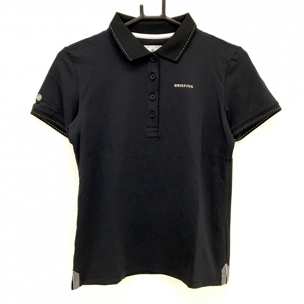 【超美品】ブリーフィング 半袖ポロシャツ 黒 胸ロゴ  レディース S ゴルフウェア BRIEFING