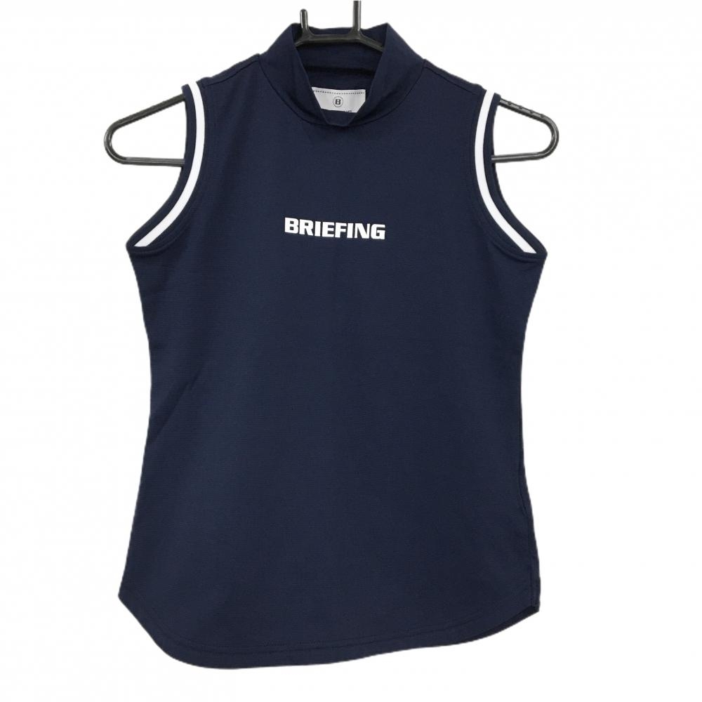 【新品】ブリーフィング ノースリーブハイネックシャツ ネイビー×白 後ろセンターロゴ レディース XS ゴルフウェア BRIEFING