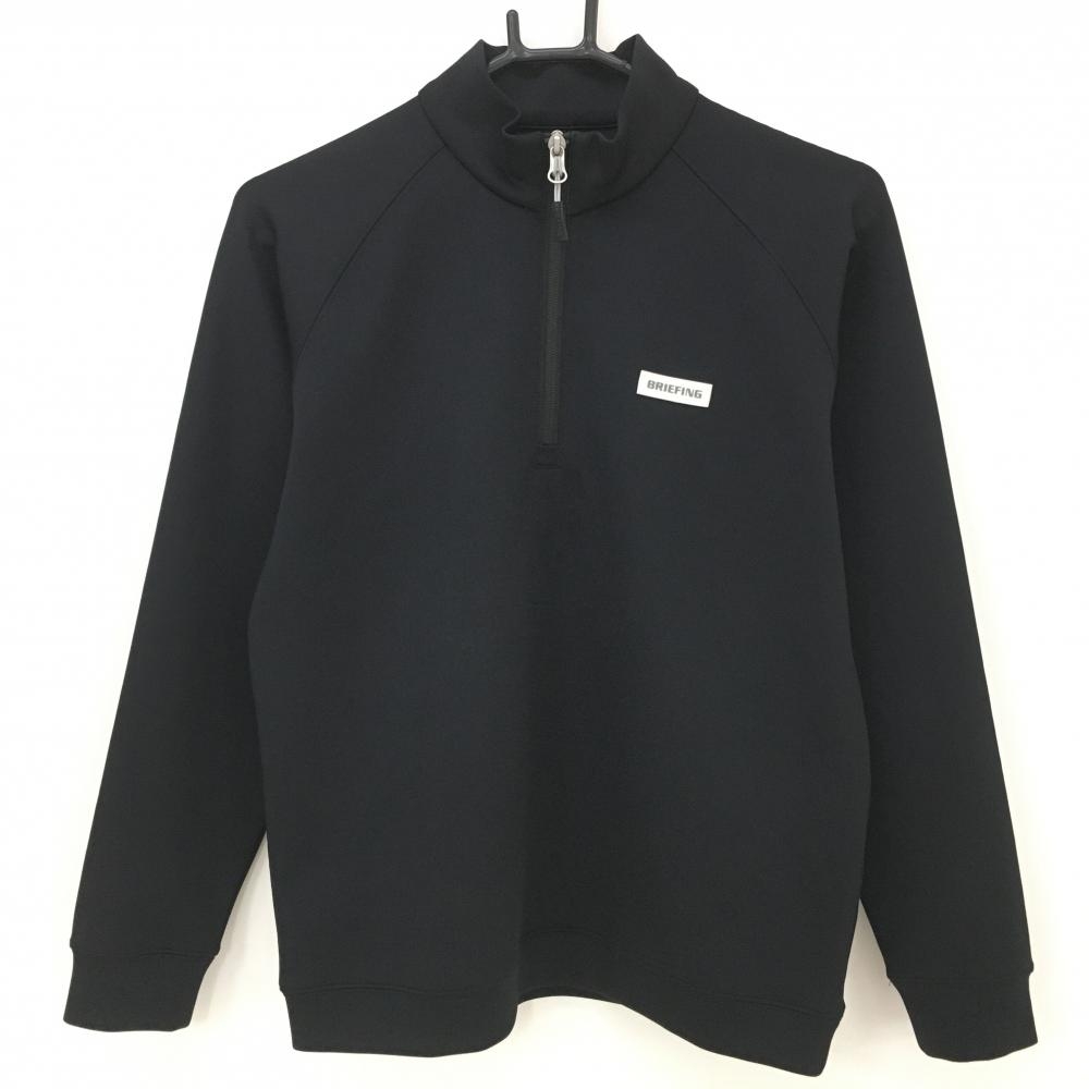 【超美品】ブリーフィング 長袖ハイネックシャツ 黒 ハーフジップ 後ろ凹凸ロゴ レディース M ゴルフウェア 2023年モデル BRIEFING