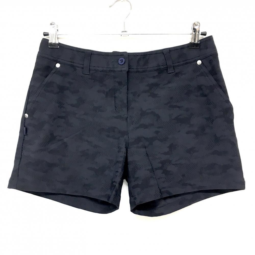 【超美品】ブリーフィング ショートパンツ ダークネイビー 迷彩調 カモフラ ストレッチ レディース S ゴルフウェア BRIEFING