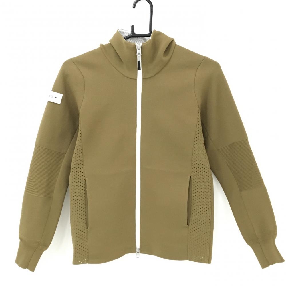 【超美品】ブリーフィング ニットジップパーカー ブラウン系 一部透かし編み フード裏メッシュ  レディース S ゴルフウェア BRIEFING