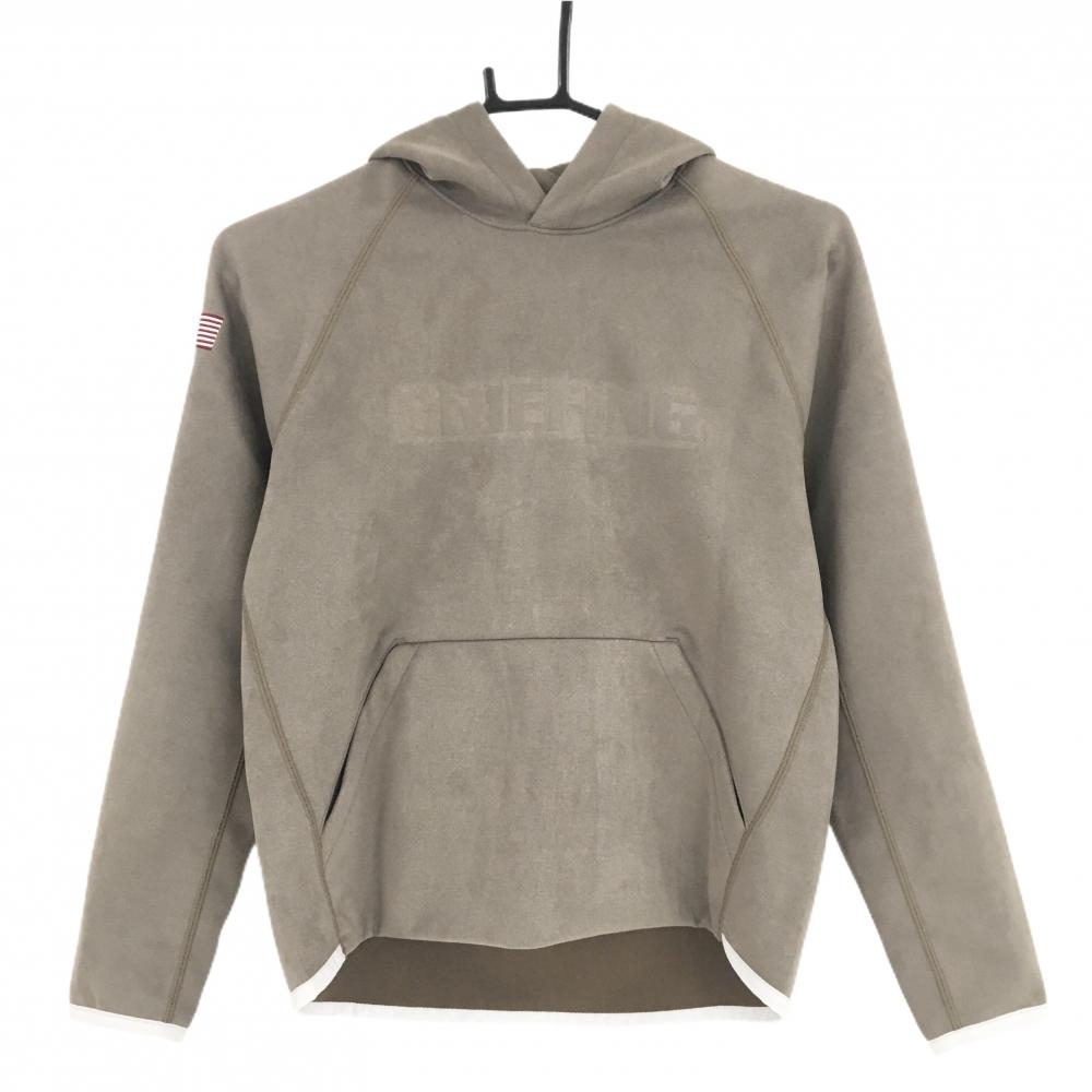 【美品】ブリーフィング パーカー ブラウン スエード調 フロントロゴ  レディース XS ゴルフウェア BRIEFING