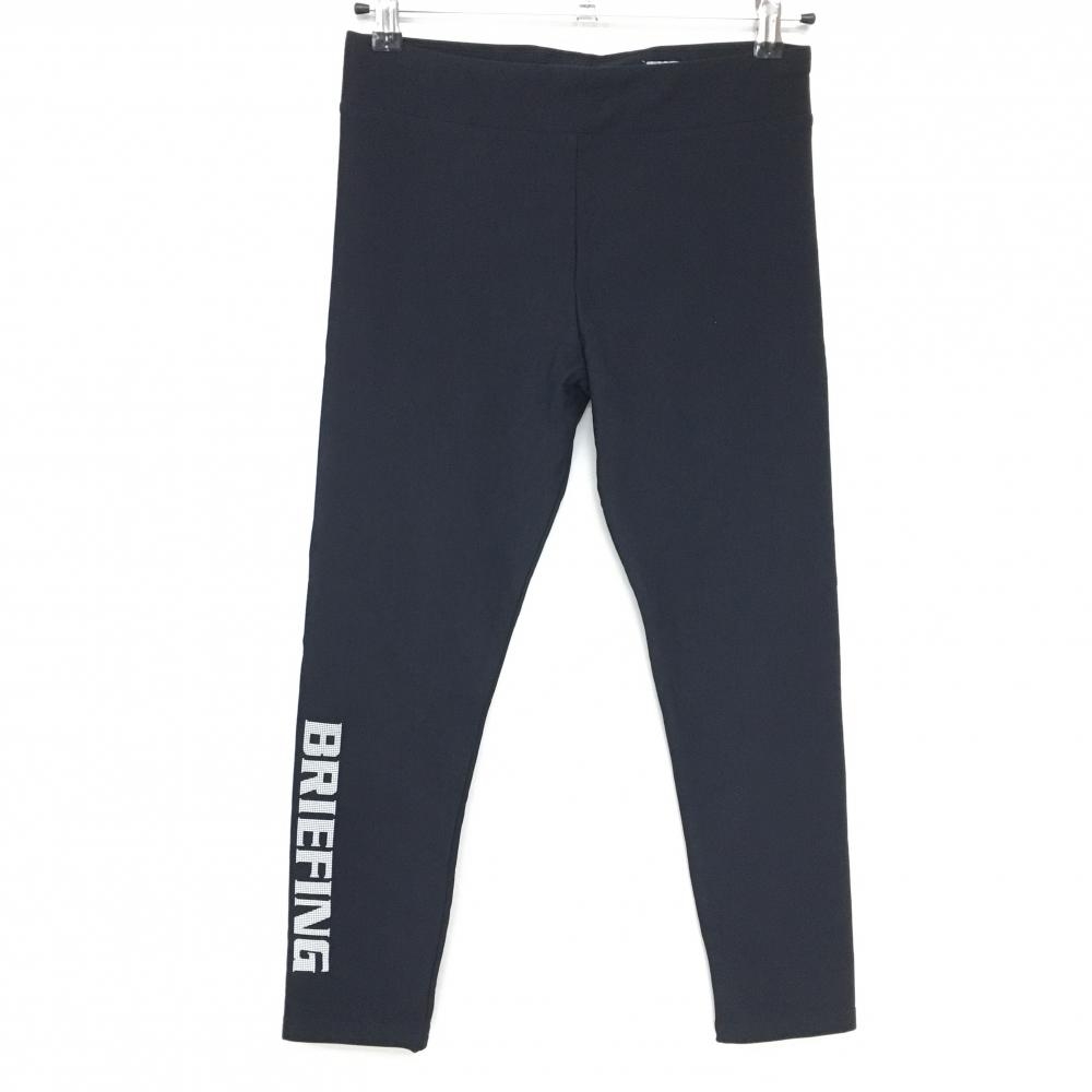 【超美品】ブリーフィング レギンス ダークネイビー 裏起毛 スパッツ 裾ロゴ レディース L ゴルフウェア BRIEFING