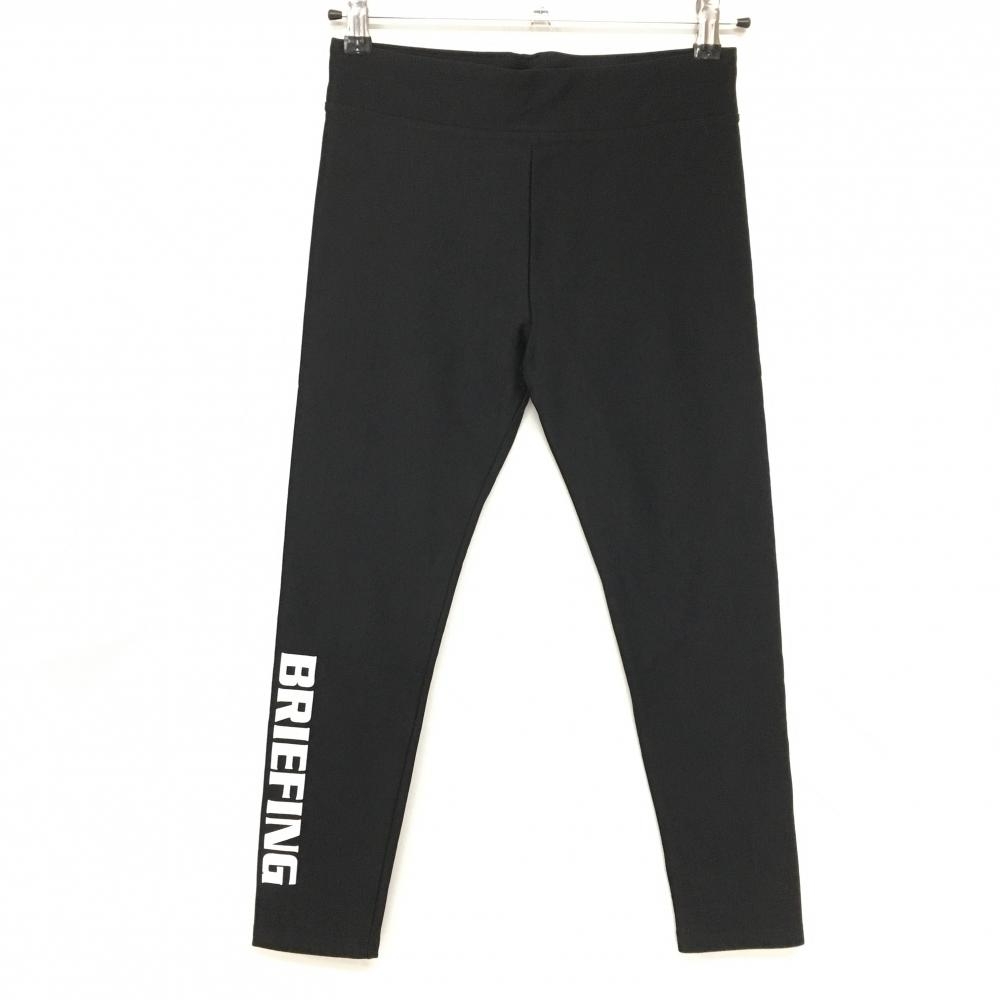 【超美品】ブリーフィング レギンス 黒 裏起毛 スパッツ 裾ロゴ レディース M ゴルフウェア BRIEFING