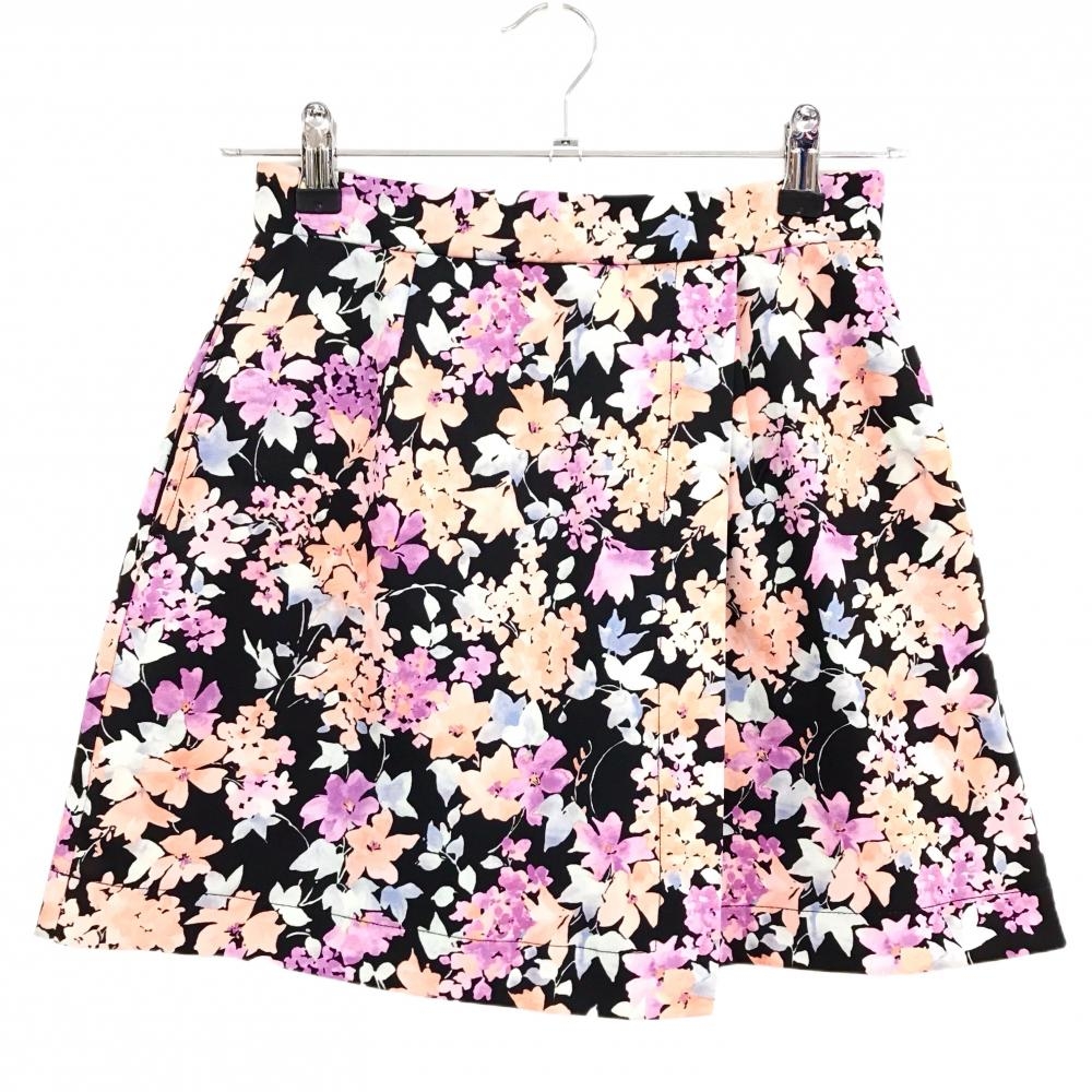 【超美品】リエンダスエルタ スカート　黒×オレンジ 花総柄 内側インナーパンツ レディース M ゴルフウェア rienda suelta