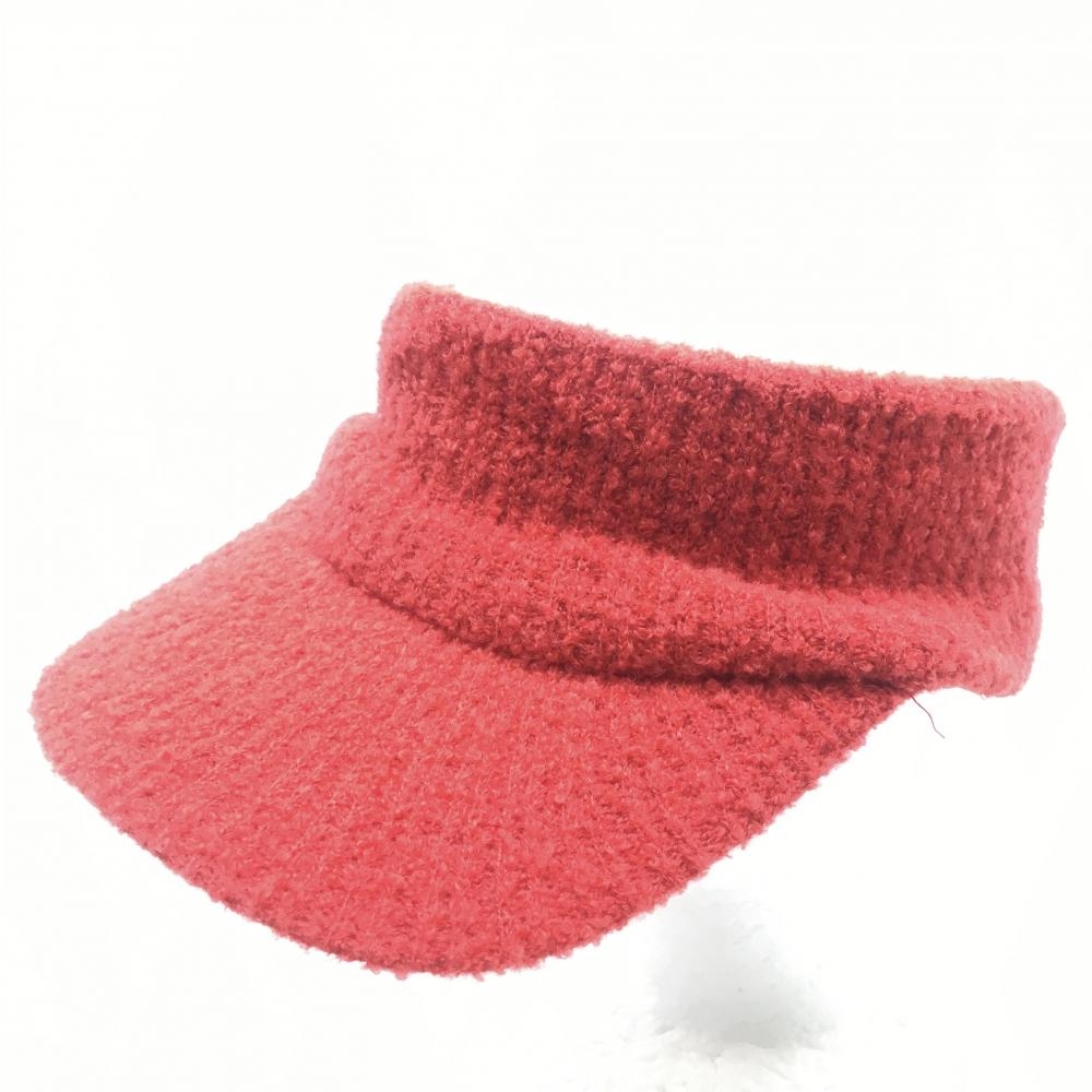 【超美品】23区ゴルフ ニットサンバイザー レッド ウール混 F  ゴルフウェア 23区