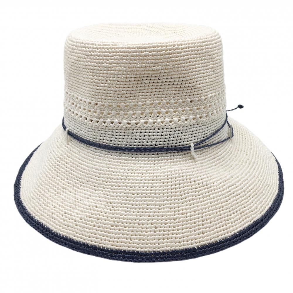 【超美品】23区ゴルフ ハット 白×ネイビー 麦わら風 F   ゴルフウェア 23区