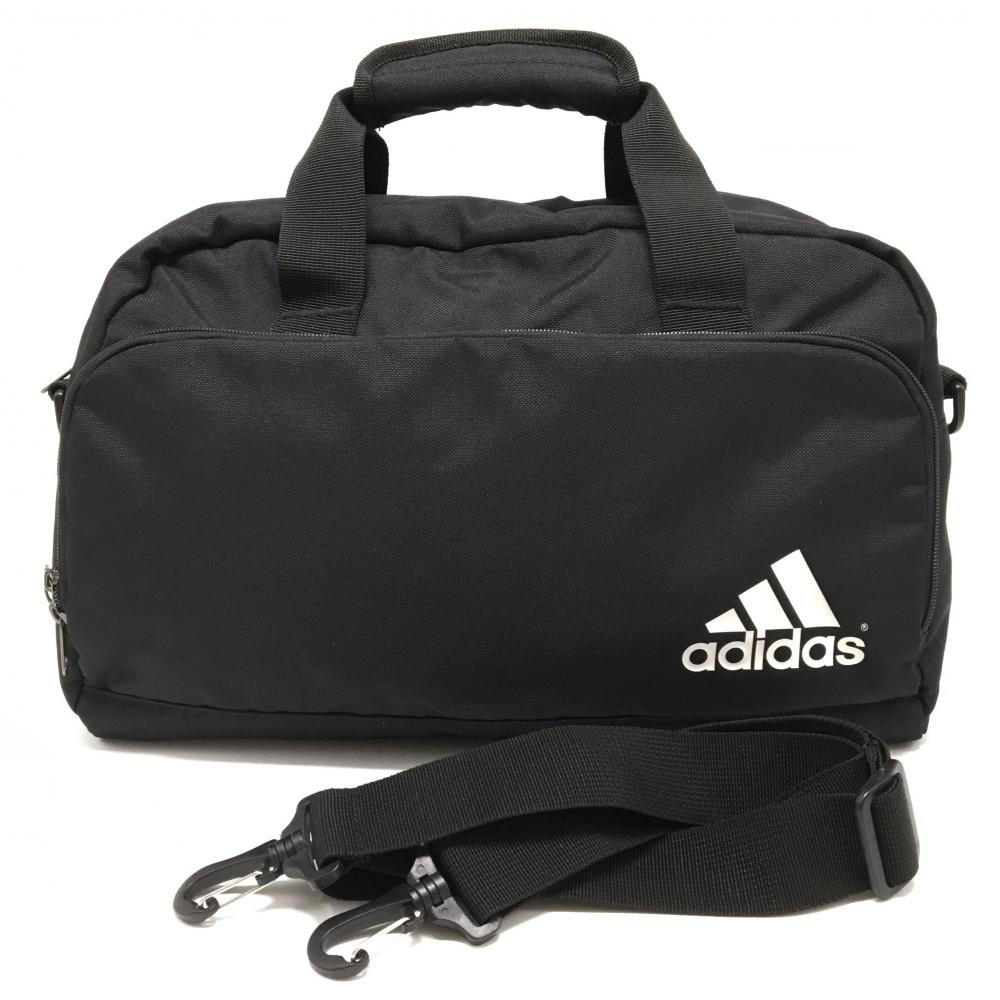 【超美品】アディダス 2WAYカートバッグ 黒×白 ロゴプリント ショルダーストラップ付 ボストンバッグ ゴルフ adidas