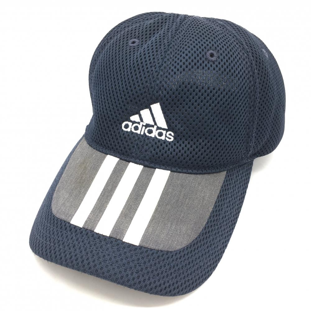 adidas アディダス メッシュキャップ ネイビー×白 3ライン フリー(59-62cm) ゴルフウェア