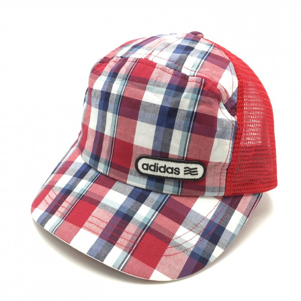 アディダス メッシュキャップ レッド×白×ネイビー チェック  ゴルフウェア adidas