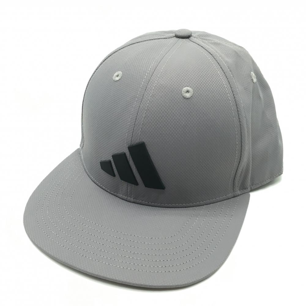 【美品】アディダス キャップ グレー×黒 立体ロゴ OSFX(57-60cm)  ゴルフウェア adidas