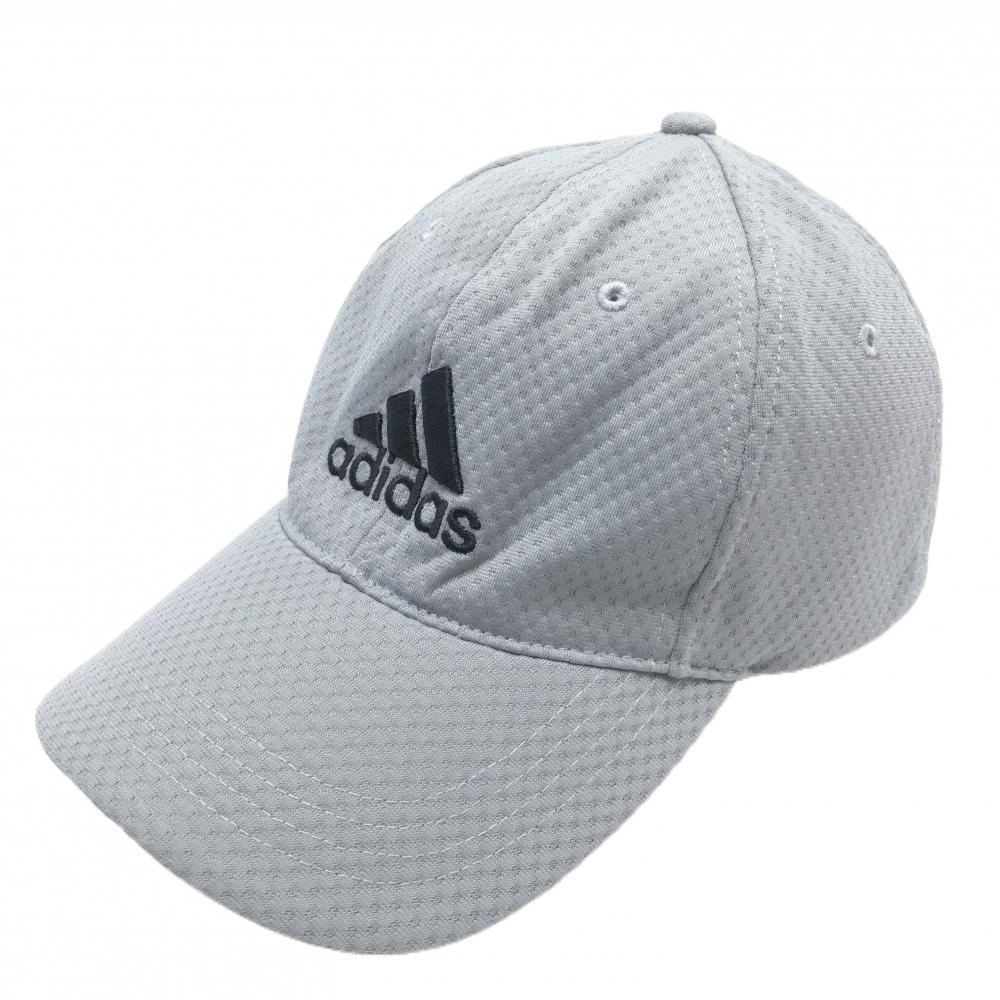 アディダス キャップ グレー ロゴ黒 型崩れ フリーサイズ(57-60cm)   ゴルフウェア adidas