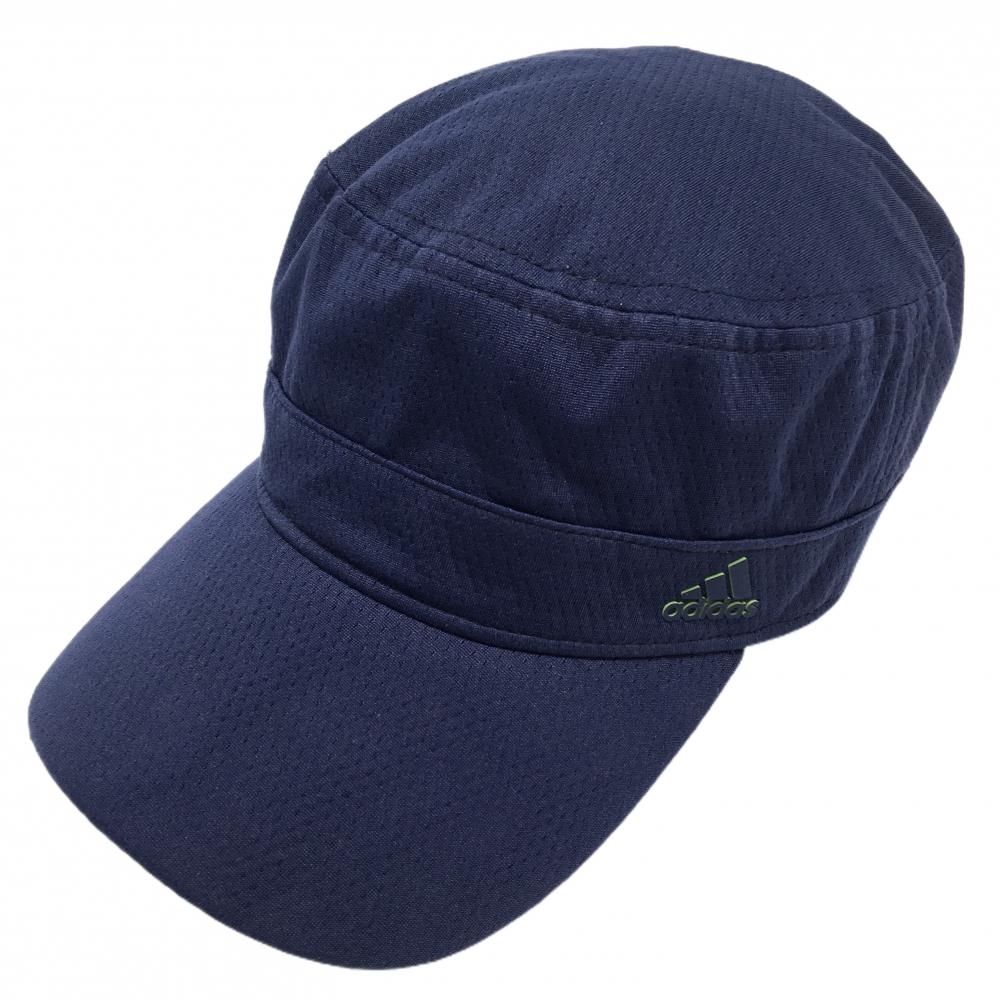 【美品】アディダス ワークキャップ ネイビー 立体ロゴ  OSFX(57-60㎝)フリーサイズ   ゴルフウェア adidas