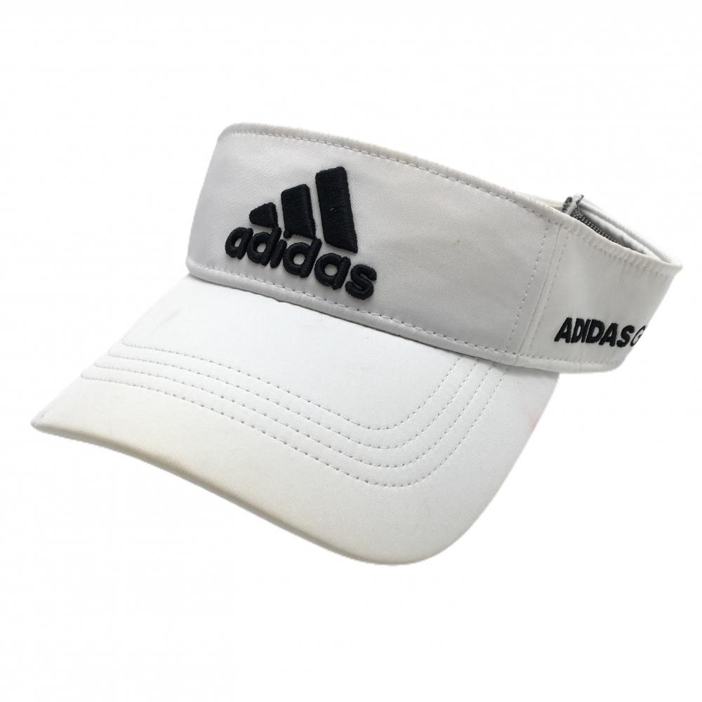 アディダス サンバイザー 白×黒 立体ロゴ   ゴルフウェア adidas