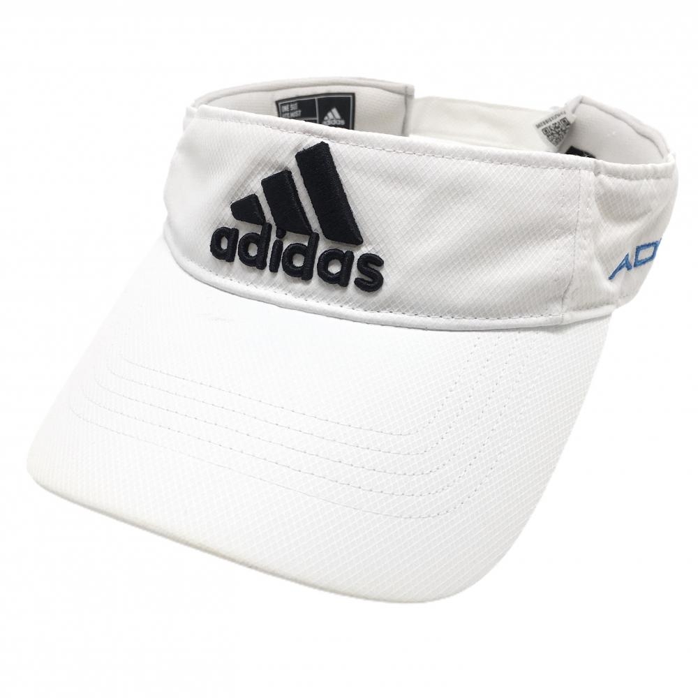 アディダス サンバイザー 白×黒 立体ロゴ刺しゅう   ゴルフウェア adidas