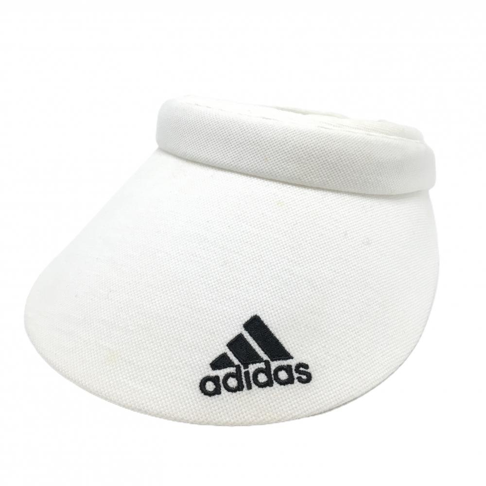 アディダス サンバイザー 白×黒 ロゴ刺しゅう 紙タグ付 フリー   ゴルフウェア adidas
