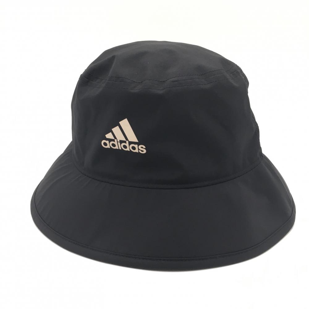 【超美品】アディダス レインハット 黒 撥水 ロゴ OSFM  ゴルフウェア adidas