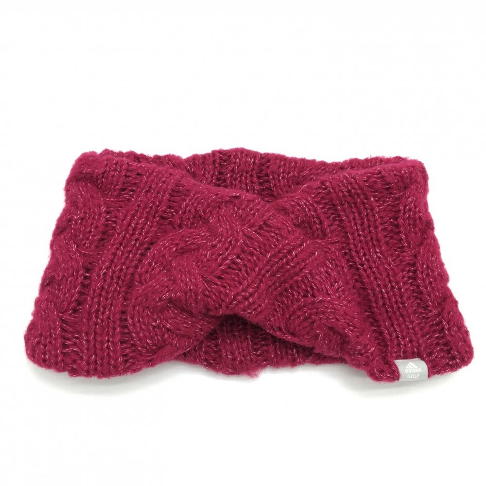 アディダス ニットネックウォーマー パープルピンク系 ケーブル編み  ゴルフウェア adidas