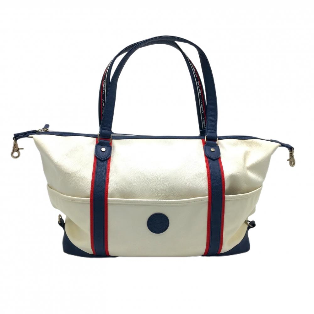 アドミラル ボストンバッグ 白×ネイビー×レッド 内外ポケット ロッカーバッグゴルフ Admiral