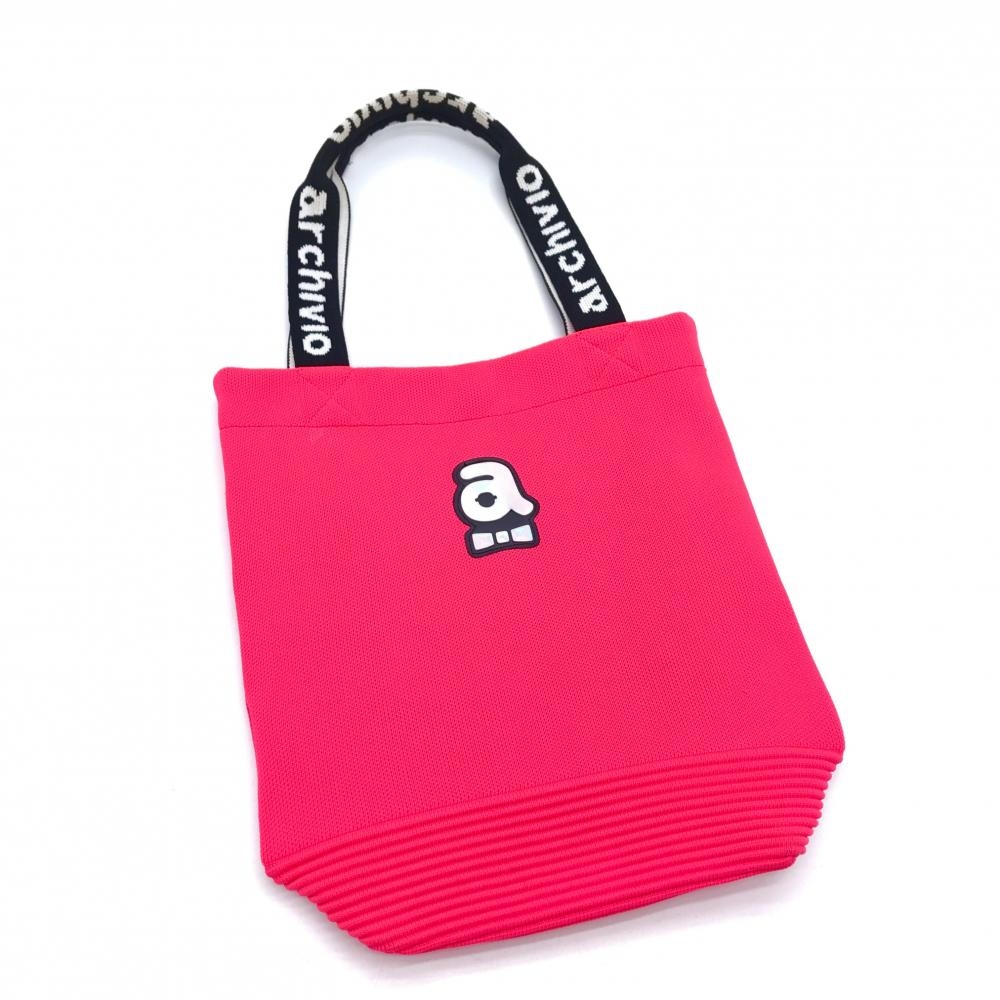 【美品】アルチビオ カートバッグ ピンク×黒 ニット 持ち手ロゴ  ゴルフ archivio