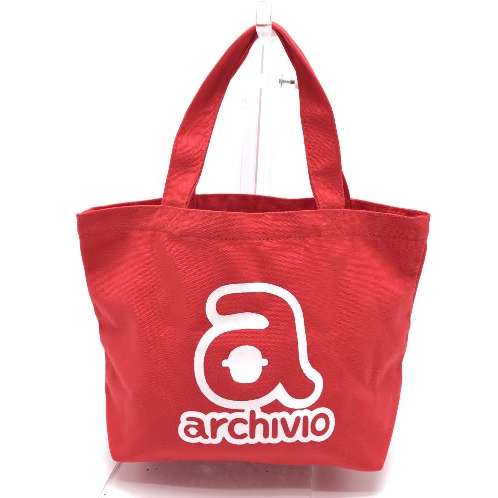 【超美品】アルチビオ カートバッグ レッド×白 ロゴプリント ミニトートバッグ 非売品 ゴルフ archivio