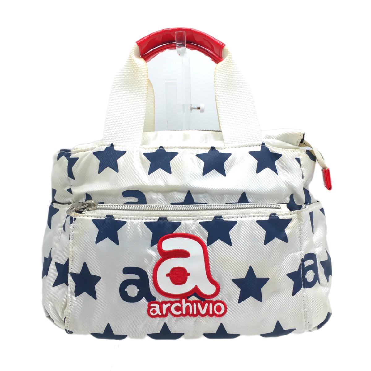 アルチビオ カートバッグ 白×ネイビー 星柄 内外ポケット ゴルフ archivio