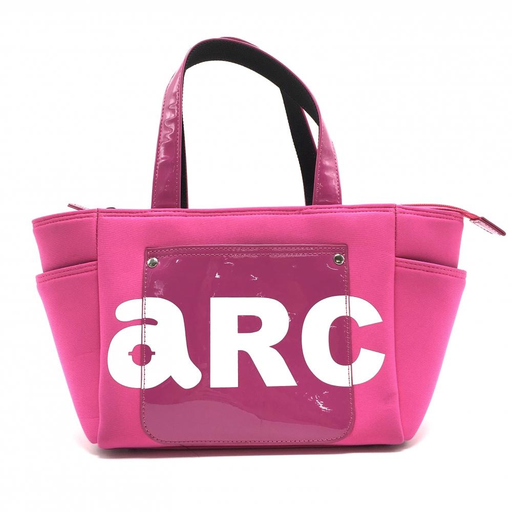 【美品】アルチビオ カートバッグ ピンク×白 フロントロゴ 内外ポケット  ゴルフ archivio