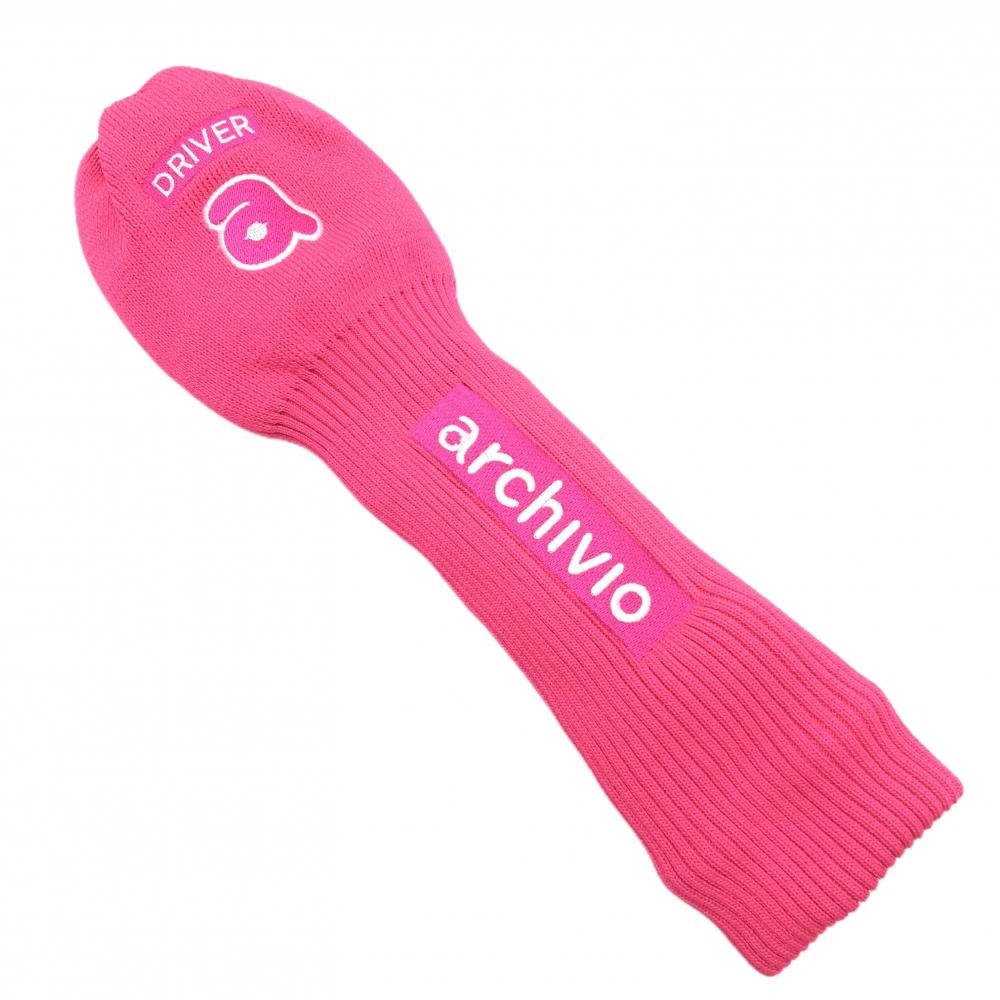 【新品】アルチビオ ヘッドカバー(DR) ピンク×白 ニット ドライバーゴルフ archivio