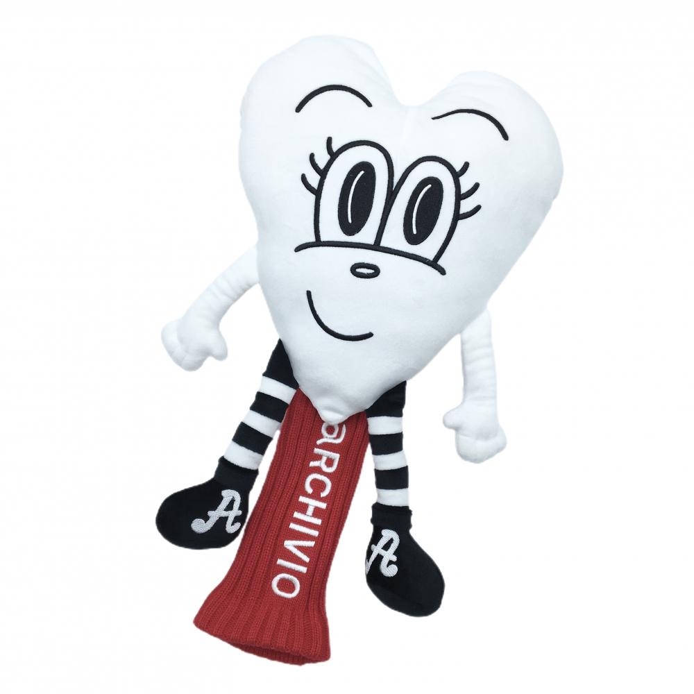 【新品】アルチビオ×Chocomoo ヘッドカバー(DR) 白×黒 ドライバー ハート チョコムー ゴルフ 2024年モデル archivio