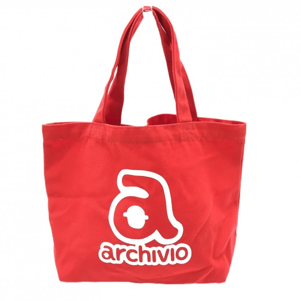 【超美品】アルチビオ ミニトートバッグ レッド×白 ミニトートバッグ ノベルティゴルフ archivio
