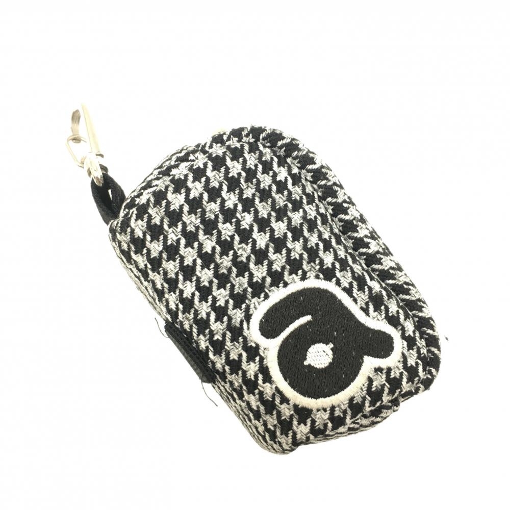 【超美品】アルチビオ ボールケース 黒×白 千鳥格子 カラビナ付  ゴルフ archivio