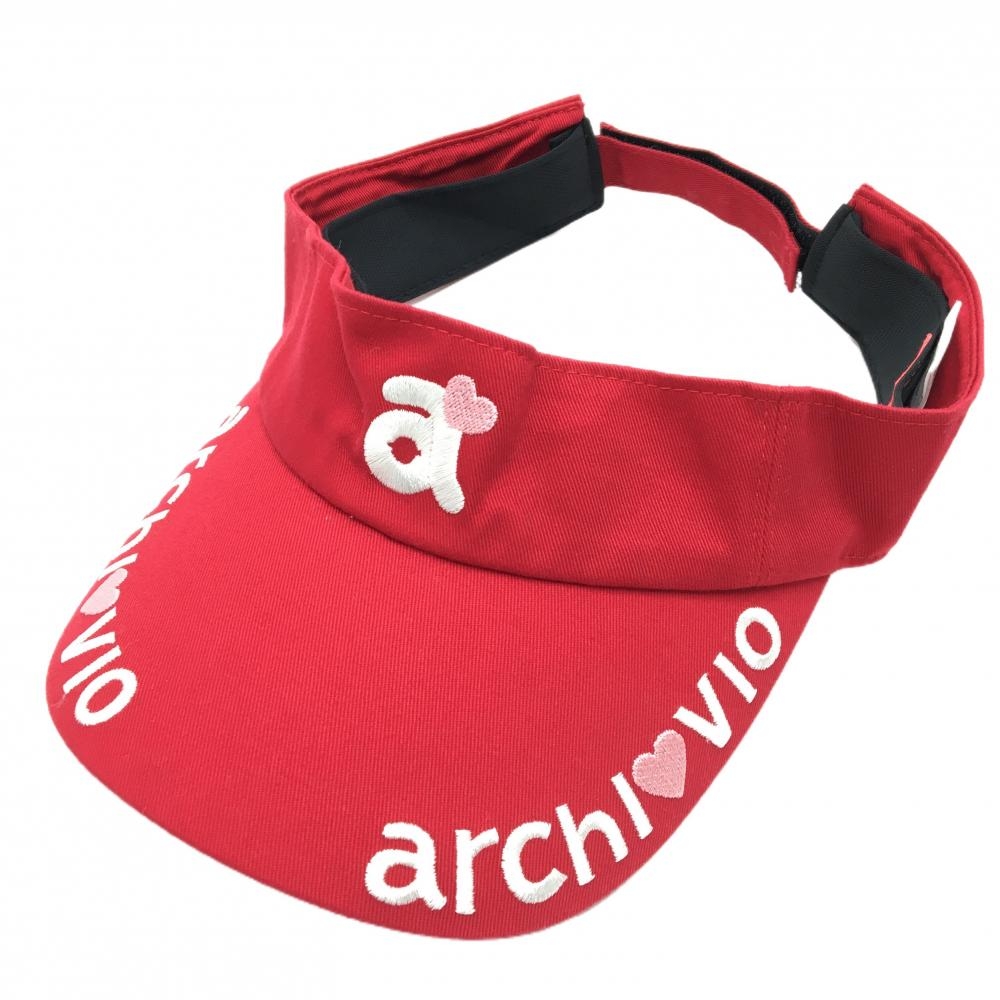 【超美品】アルチビオ サンバイザー レッド×白 つばロゴ刺しゅう  ゴルフウェア archivio