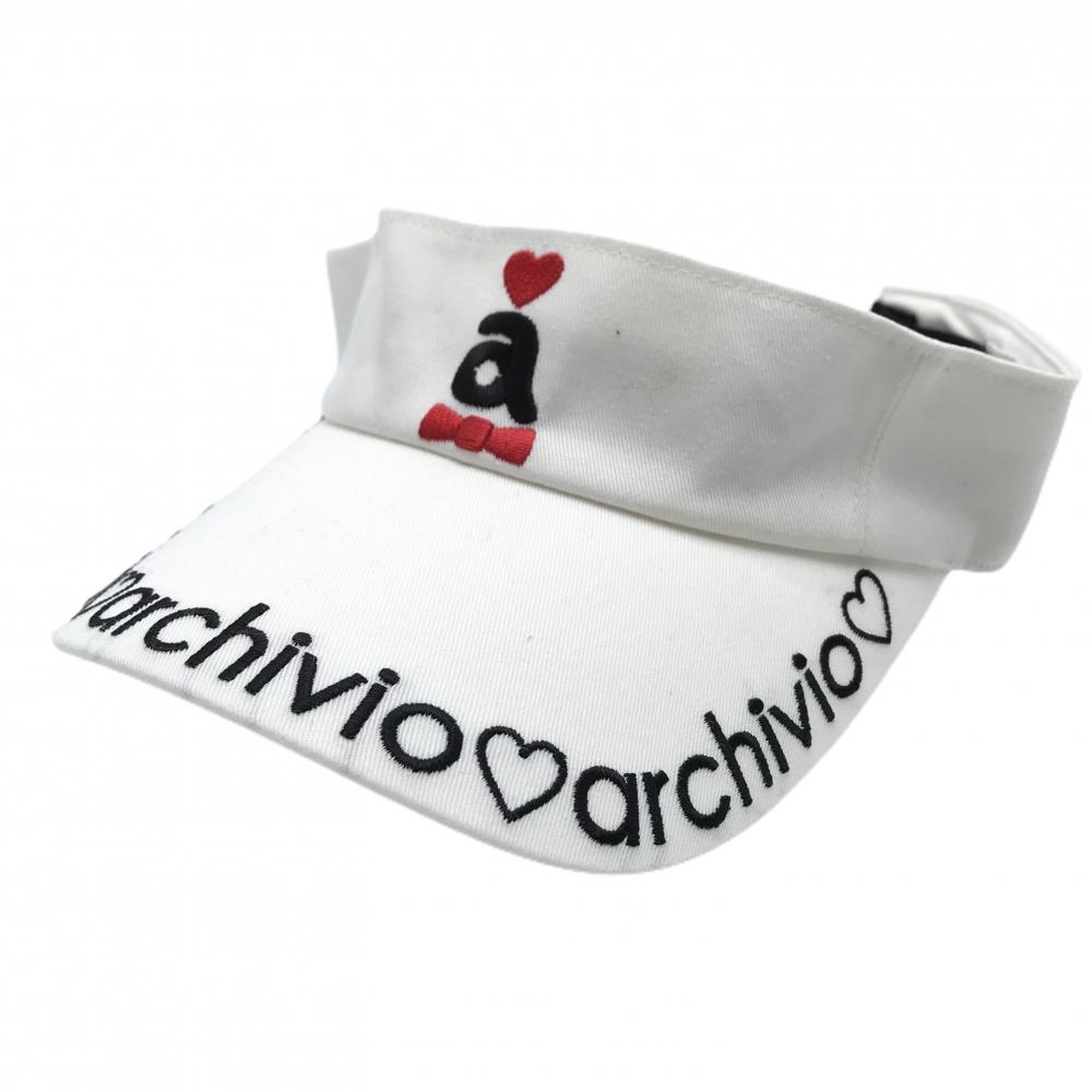 アルチビオ サンバイザー 白×黒 つばロゴ刺しゅう ハート    ゴルフウェア archivio