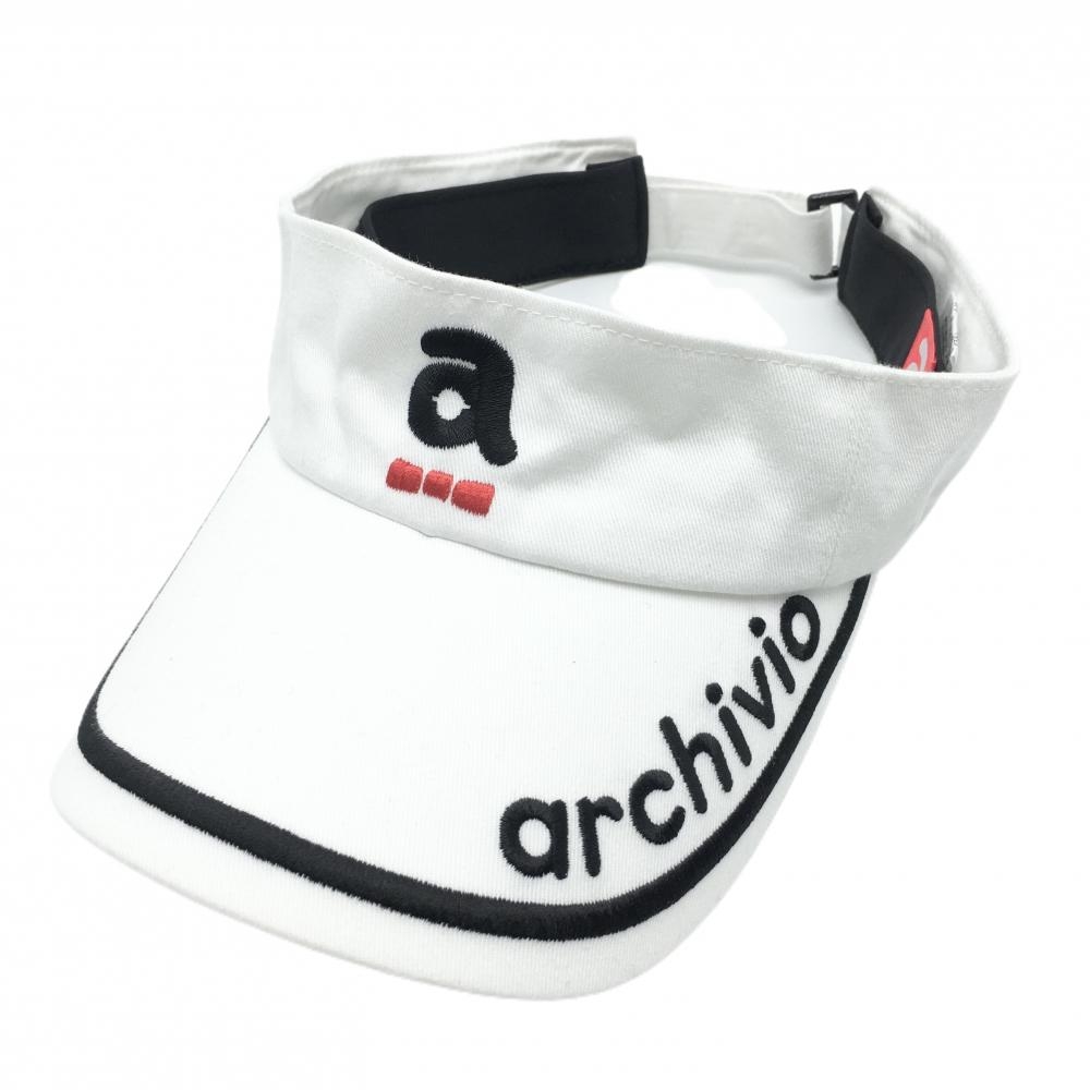 【超美品】アルチビオ サンバイザー 白×黒 ロゴ    ゴルフウェア archivio